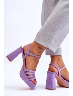 Damskie Zamszowe Sandały Na Obcasie I Platformie Fioletowe Verda Damskie Zamszowe Sandały Na Obcasie I Platformie Fioletowe Verda