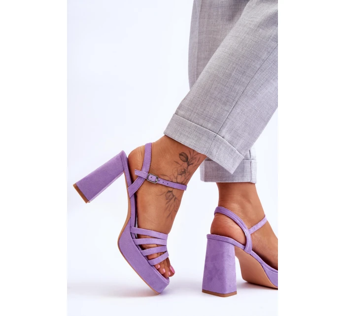 Damskie Zamszowe Sandały Na Obcasie I Platformie Fioletowe Verda Damskie Zamszowe Sandały Na Obcasie I Platformie Fioletowe Verda