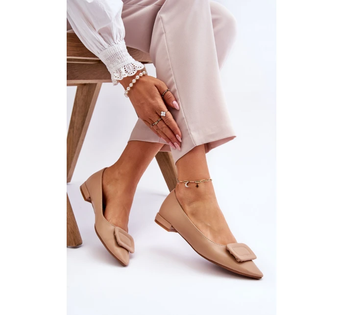 Klasyczne Baleriny Z Ozdobą Beżowe Rivea