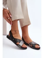 Zazoo 40141 Skórzane Sandały Na Rzep Czarne