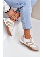 Klasyczne Sneakersy Damskie Z Eko Skóry Beżowe Maretina