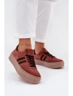 Zazoo N1068S2 Damskie Zamszowe Sneakersy Na Platformie Brązowe