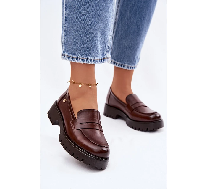 Kožené dámské mokasyny Vinceza 18125 hnědé