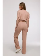 Široké kalhoty s předními  mocca model 21047275 - BeWear