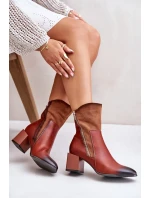 Zateplené dámske členkové topánky na podpätku Brown Relabina Zateplené dámske členkové topánky na podpätku Brown Relabina