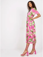 Dámske šaty DHJ SK 11331 2.32 pink-green - FPrice Dámske šaty DHJ SK 11331 2.32 pink-green - FPrice