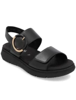 Dámske kožené sandále na platforme čierne Remonte D2K50-00