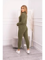 Dvojdielny sveterový set z alpaky vo farbe khaki