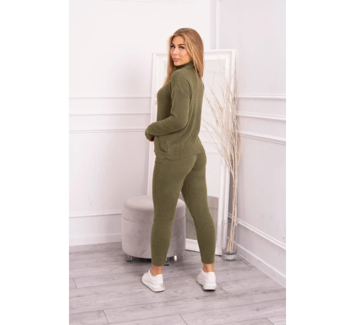 Dvojdielny sveterový set z alpaky vo farbe khaki