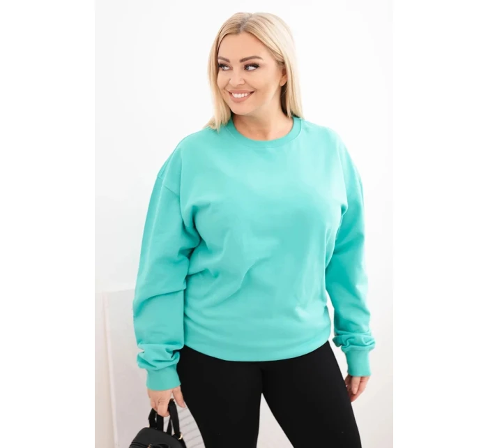 Dámske Plus veľkosť bavlnené základné kolo krku mikina Mint