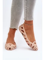 Damskie Gumowe Baleriny Nude Salam