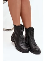 Skórzane Botki Damskie Z Ozdobnymi Kwiatkami Ocieplane Czarne Belverine Skórzane Botki Damskie Z Ozdobnymi Kwiatkami Ocieplane Czarne Belverine