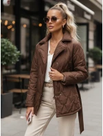 Kurtka damska przejściowa z paskiem brązowa model 22011505 - FashionStreet