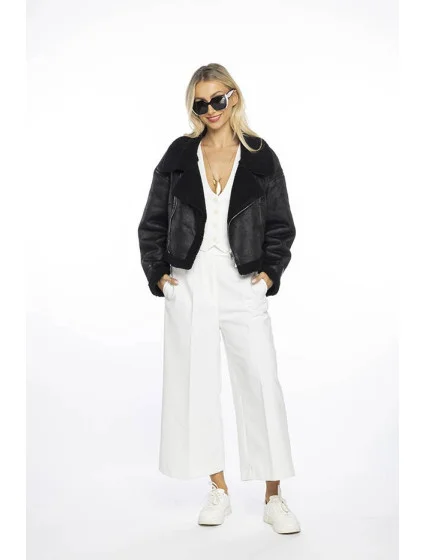 Čierny krátky dámsky kožuch Ann Gissy (AG9-9006)