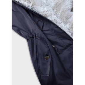 Tmavě dámská zimní bunda parka s kožešinou model 19137303 - S'WEST