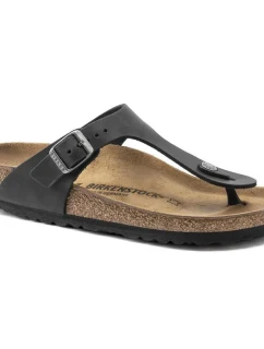 Dámske/pánske žabky Birkenstock Gizeh NU Oiled Black Regular z olejovanej kože pre široké chodidlo (0845251)