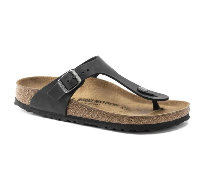 Dámske/pánske žabky Birkenstock Gizeh NU Oiled Black Regular z olejovanej kože pre široké chodidlo (0845251) Dámske/pánske žabky Birkenstock Gizeh NU Oiled Black Regular z olejovanej kože pre široké chodidlo (0845251)