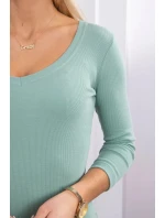 Přiléhavé šaty s výstřihem tmavě mátové Přiléhavé šaty s výstřihem tmavě mátové