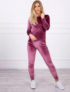 Velurová souprava se model 21753144 na zadní straně tmavě růžová - K-Fashion