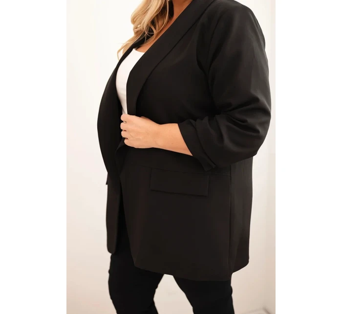 Dámske elegantné plus size sako čierne
