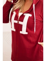 Dámská mikina Plus Size bavlněná s kapucí a velkým model 21399817 H bordová - K-Fashion