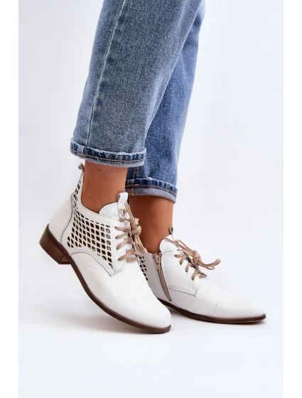 model 21646163 Nízké Kožené Dámské Bílé Botky - Zazoo