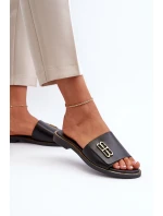 Zazoo 40384 Eleganckie Skórzane Klapki Damskie Czarne