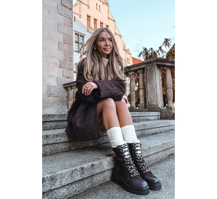 Dámské trapery boty z eko kůže čokoládové Bellora