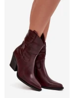 Dámske členkové topánky na podpätku D8271 Burgundy - Sweet Shoes Dámske členkové topánky na podpätku D8271 Burgundy - Sweet Shoes