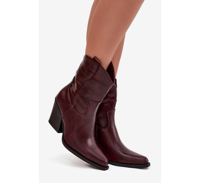 Dámske členkové topánky na podpätku D8271 Burgundy - Sweet Shoes Dámske členkové topánky na podpätku D8271 Burgundy - Sweet Shoes