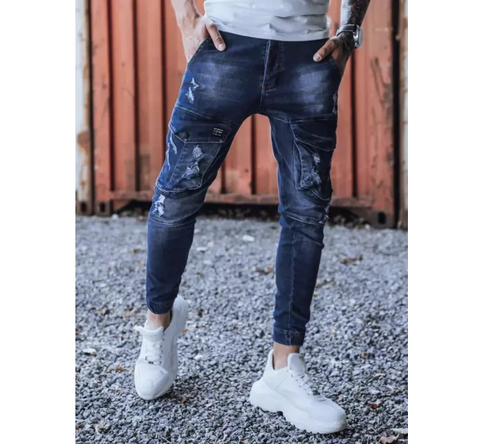 Modré pánske nohavice FashionStreet UX3286