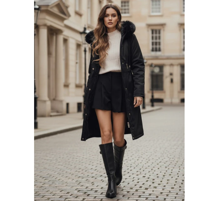 Dámská zimní bunda parka s kožešinou černá Dstreet model 21991636 - FashionStreet