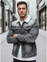 Pánská zateplená džínová bunda s ovčí kůží černá Dstreet model 21995199 - FashionStreet