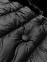 Černý péřový zimní kabát s kožešinovou kapucí model 21248502 - J.STYLE