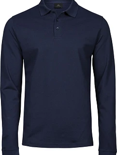 Tee Jays TJ 1406 Pánske elastické polo tričko s dlhým rukávom z piké 18.1406, tmavomodré