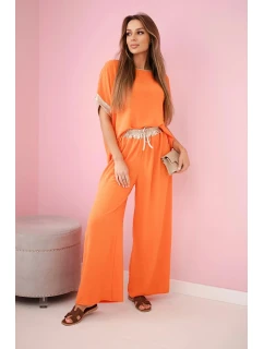 Viskózový komplet se zlatým lemováním pomeranč