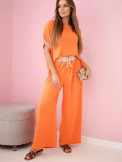 Viskózový komplet se zlatým lemováním pomeranč