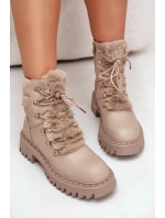 Ocieplane Botki Trapery Na Zamek Z Eko Skóry Beżowe Willatta