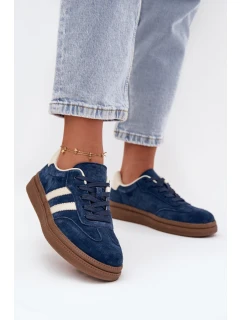 Sneakersy Damskie Zamszowe Na Platformie Granatowe Sylviona