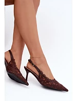 Kožené sandály na podpatku v čokoládové barvě Talmeria Kožené sandály na podpatku v čokoládové barvě Talmeria