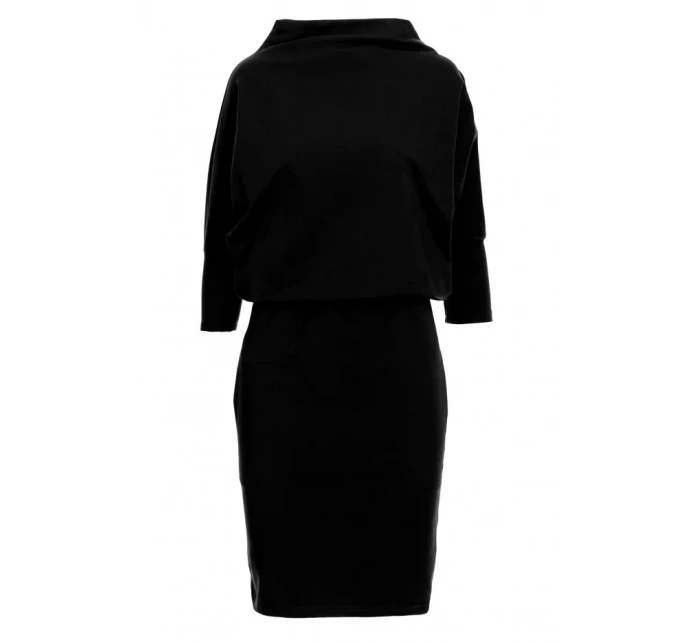 B175 Šaty s kimonovými rukávmi - čierne