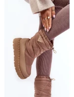 Dámské sněhule se silnou podrážkou, tmavě béžová Lureta