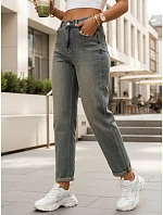 Dámske sivé džínsy s vysokým pásom v mom fit strihu FashionStreet UY3002