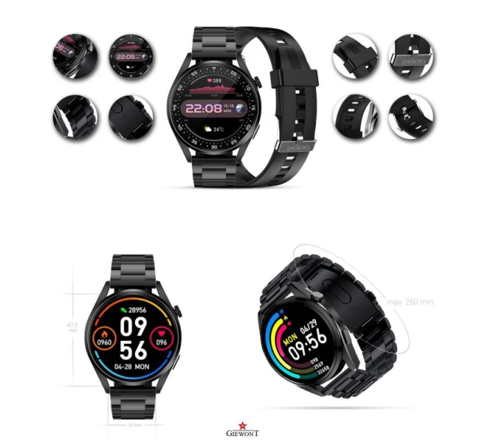 GIEWONT Vertex SmartCall GW450-1 Carbon/Carbon Silicone Smartwatch GIEWONT Vertex SmartCall GW450-1 Carbon/Carbon Silicone Smartwatch