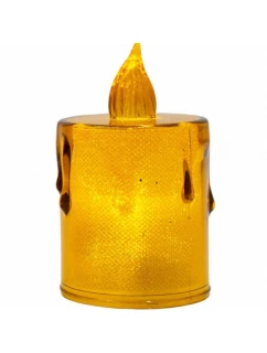 DEKORATÍVNA SVIEČKA 8 CM JANTÁROVÁ TEPLÁ BIELA 1 LED