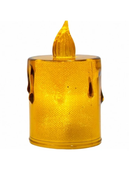 DEKORATÍVNA SVIEČKA 8 CM JANTÁROVÁ TEPLÁ BIELA 1 LED