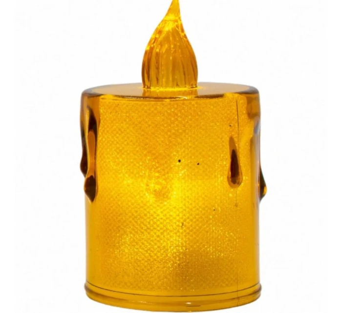 DEKORATÍVNA SVIEČKA 8 CM JANTÁROVÁ TEPLÁ BIELA 1 LED