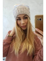 Fleecová čiapka Dolores K303 tmavo béžová+modrá+žltá