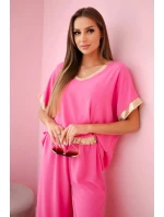 Viskózový komplet se zlatým lemováním růžový Viskózový komplet se zlatým lemováním růžový