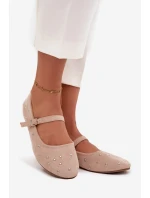 Zdobione Baleriny Damskie Z Paskiem Różowe Olivisse